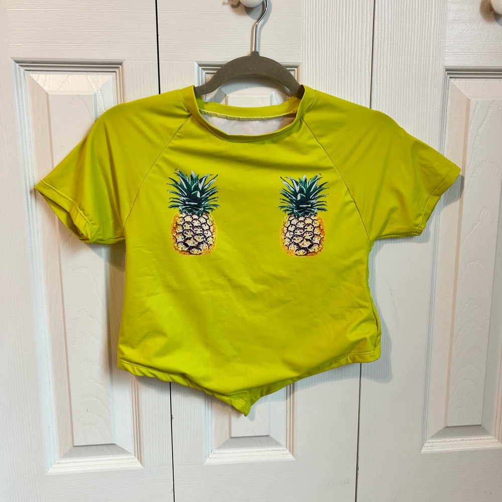 Yellow-green Pineapple swim top